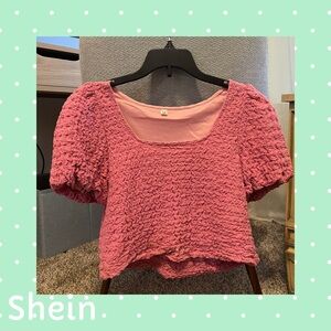 SHEIN Pink Textured Crop Top